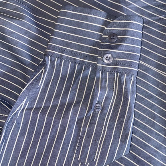 French Connection Mens X-Large Blue Striped Long Sleeve Shirt - Picture 7 of 12